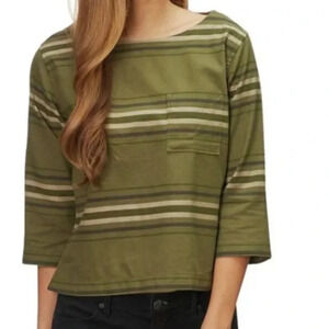 Patagonia Catbells Green Stripe 3/4 Sleeve Shirt size Large